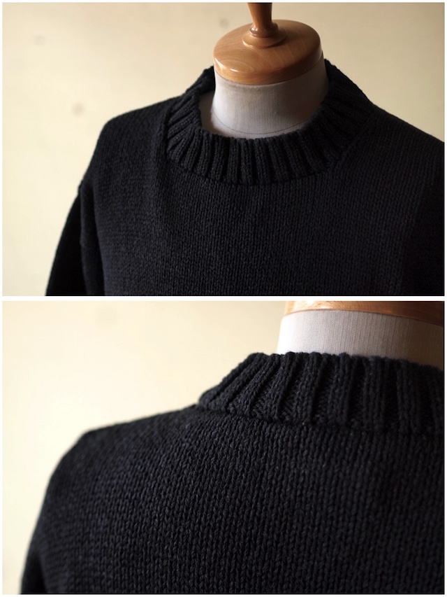 Deck Hand Indigo Cotton Crew Neck Sweater Black Indigo-3