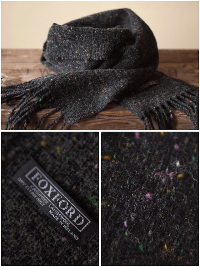 FOXFORD Wool×Cashmere Scarf Charcoal Black/Blue-4