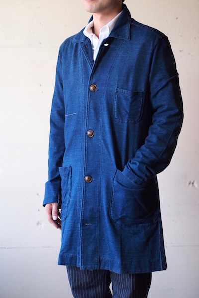 [GYPSY&SONS] Indigo P-Knit Atelier Coat / インディゴアトリエコート