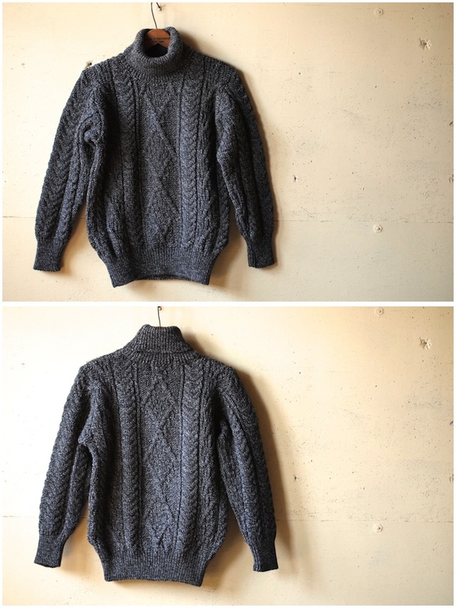 John Cooper Knitwear, Kearney Aran Cable, Roll Neck, Grey Tweed-2