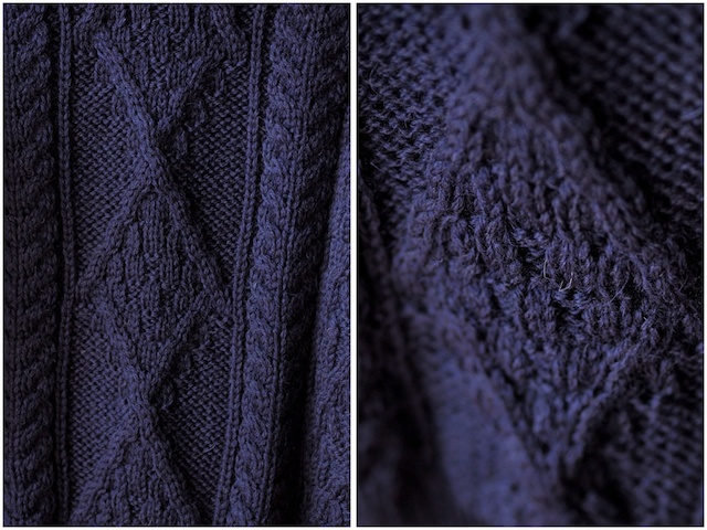 John Cooper Knitwear, Kearney Aran Cable, Roll Neck, Navy-7