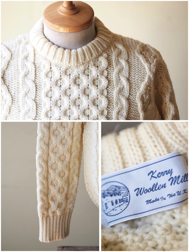 Kerry Woollen Mills Aran Cable Crew Neck Sweater Pure Aran-3