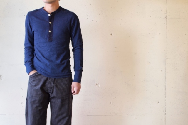 HOMESPUN (ホームスパン) ヘンリーネックロンT, Indigo-2