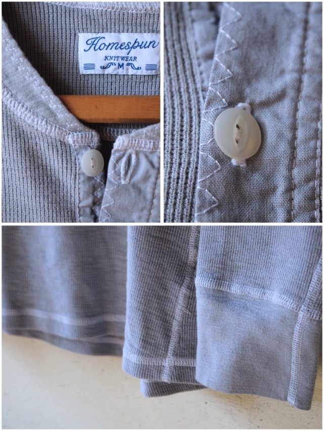 HOMESPUN (ホームスパン) ヘンリーネックサーマルロンT, Gray-5