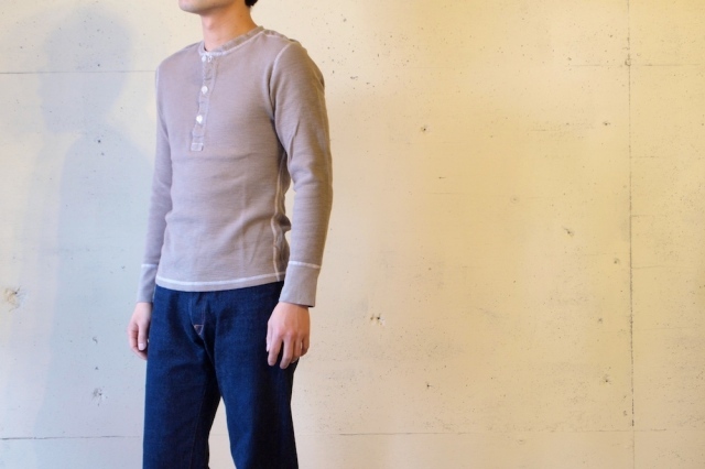 HOMESPUN (ホームスパン) ヘンリーネックサーマルロンT, Khaki-2