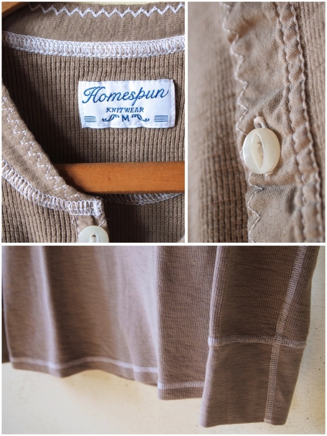 HOMESPUN (ホームスパン) ヘンリーネックサーマルロンT, Khaki-5