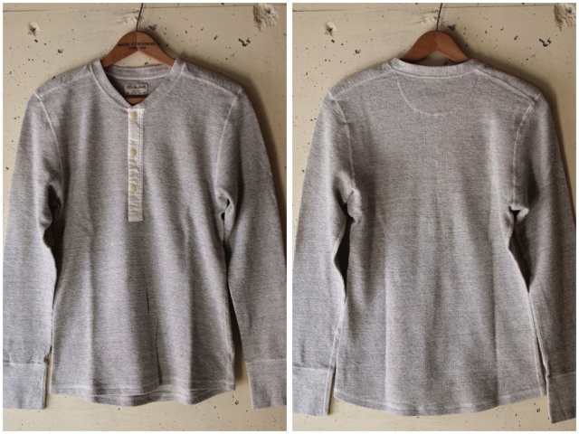 HOMESPUN ヘンリーネックZワッフルサーマルロンT, Gray-3