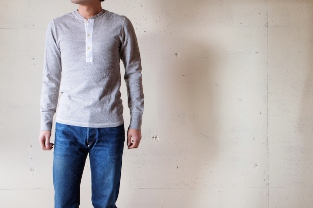 HOMESPUN (ホームスパン) ヘンリーネックロンT, Gray-2