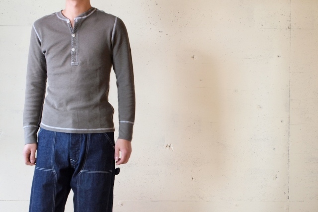 HOMESPUN (ホームスパン) ヘンリーネックサーマルロンT, Olive-2
