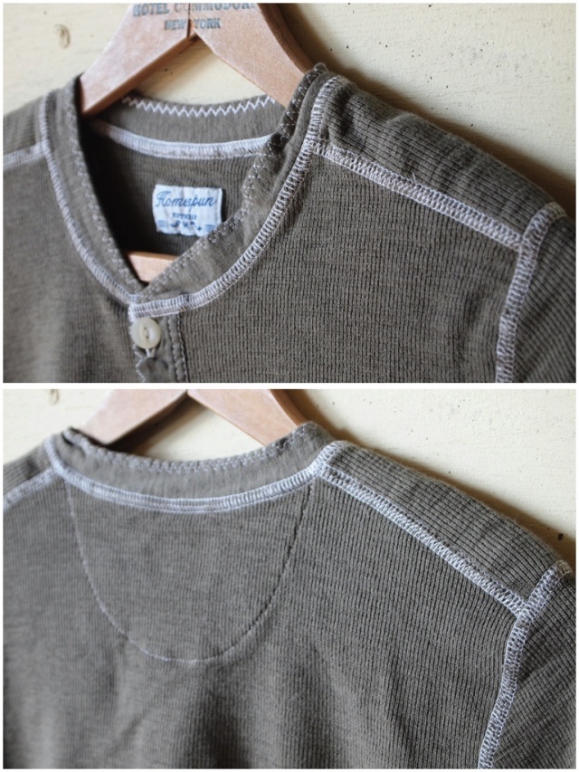 HOMESPUN (ホームスパン) ヘンリーネックサーマルロンT, Olive-4
