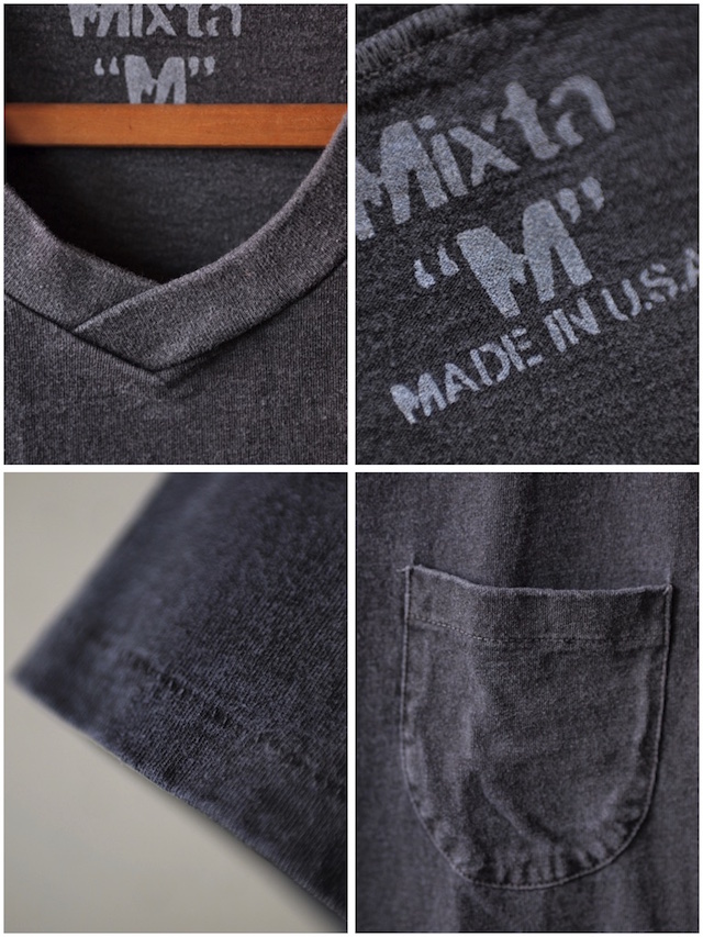 Mixta V-Neck Pocket Tee Vintage Black-3