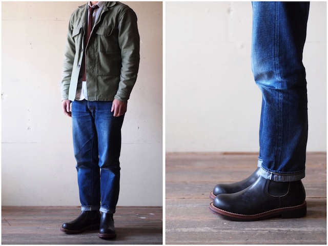 [Rolling dub TRIO] STAN, Oil Black (Horween Chromexcel) / Side Gore Boots