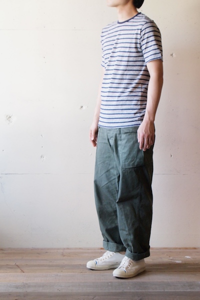 UNION GARMENT 247 Border TEE, Gray-Navy-2
