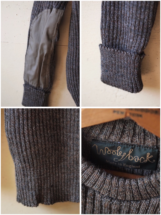 Wooly Back Commando Sweater, Crew Neck with Patches / Derby Tweed