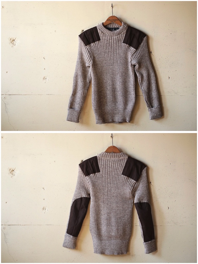 Wooly Back Commando Sweater Crew Neck with Patches Heather Mix-4