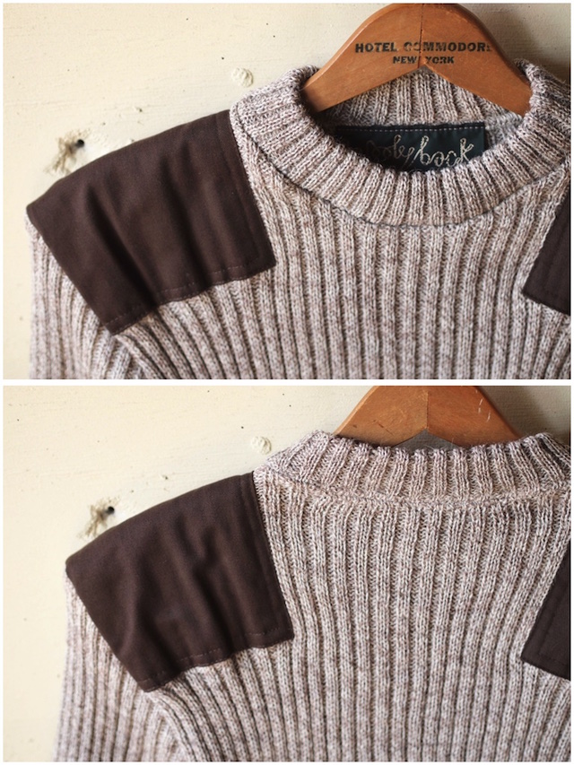 Wooly Back Commando Sweater Crew Neck with Patches Heather Mix-5