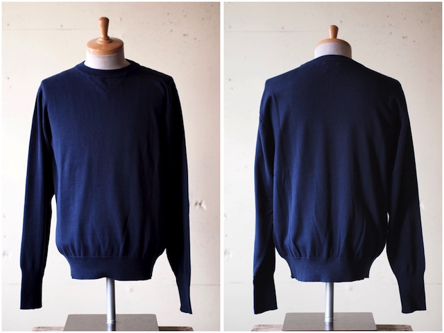 WORKERS Cotton Knit Sweater, Navy-2