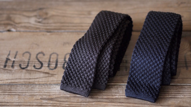 WORKERS Silk Knit Tie Charcoal Grey, Dark Navy-2