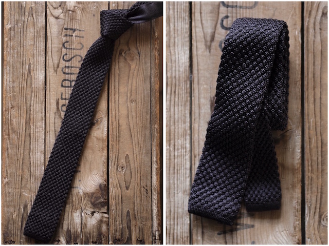 WORKERS Silk Knit Tie Charcoal Grey, Dark Navy-3