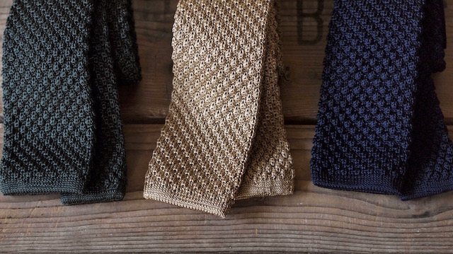 WORKERS Silk Knit Tie Gold/Forest/Midnight-Top1