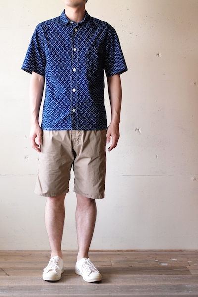 WORKERS S/S Indigo Shirt, Star Dot-1