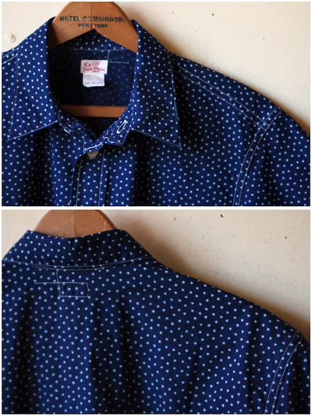 WORKERS S/S Indigo Shirt, Star Dot-5